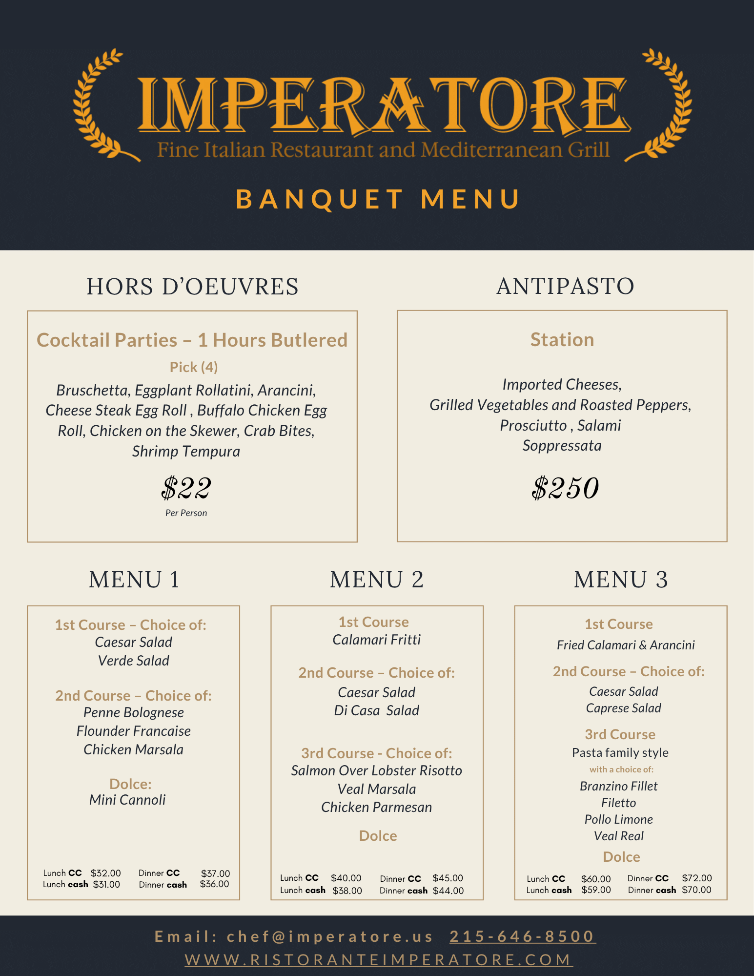 Banquet Menu